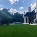 Commercial artificial grass installation by LawnPop in progress