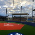 Artificial turf football field at an Austin Texas high school